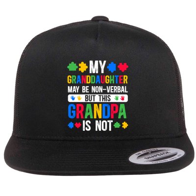 My Granddaughter Proud Autism Grandpa Autism Warrior Grandpa Cute Gift Flat Bill Trucker Hat