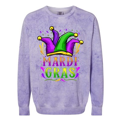 Mardi Gras Party Hat Gift Colorblast Crewneck Sweatshirt