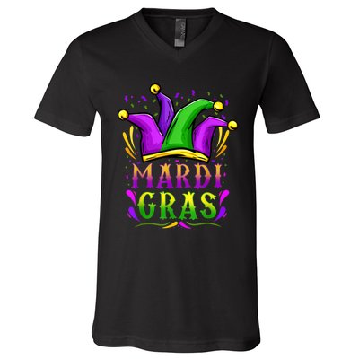 Mardi Gras Party Hat Gift V-Neck T-Shirt