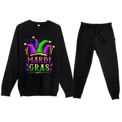 Mardi Gras Party Hat Gift Premium Crewneck Sweatsuit Set