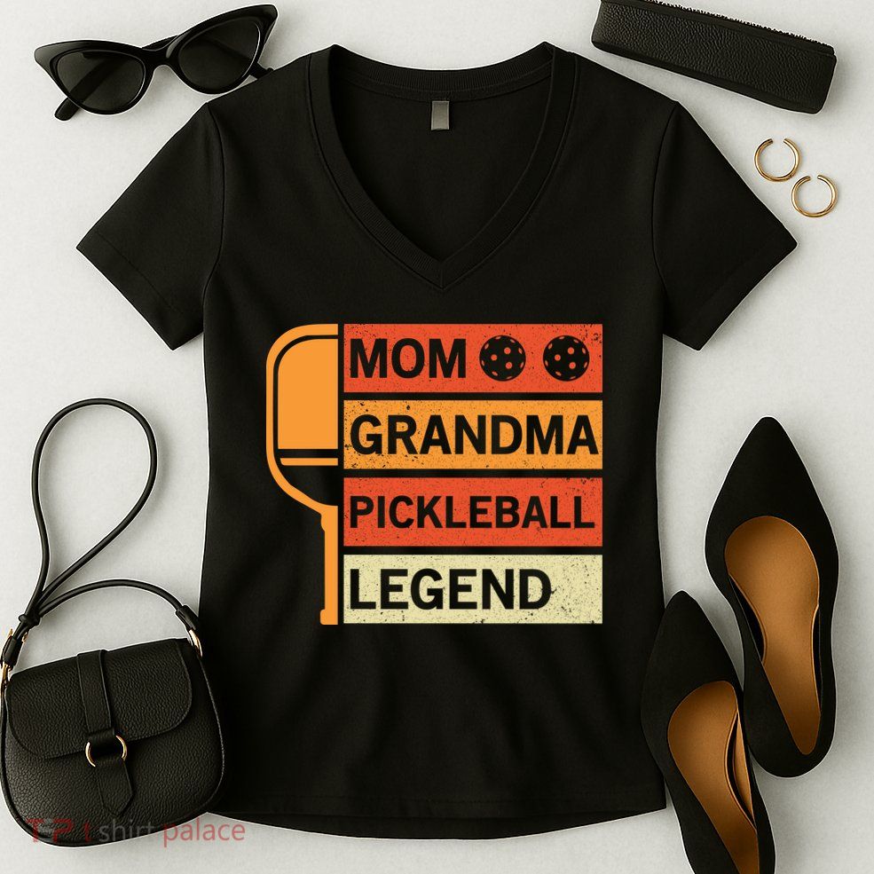 Mom Grandma Pickleball Legend Paddle Gift For Pickleball Women's V-Neck T-Shirt