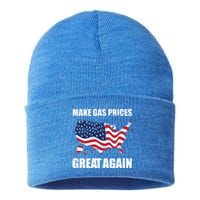 Make Gas Prices Great Again Usa American Flag Vintage Gift Sustainable Knit Beanie