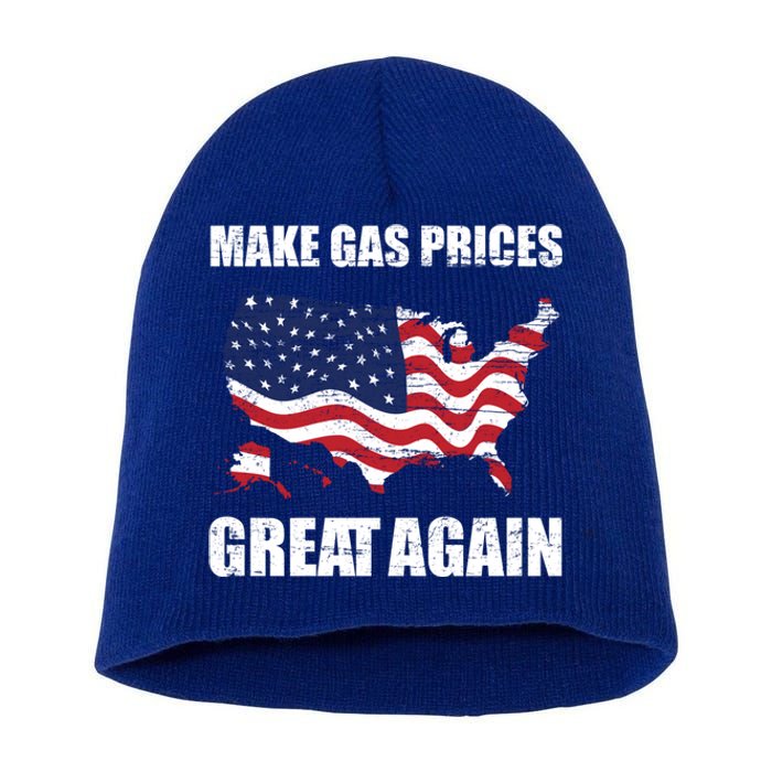 Make Gas Prices Great Again Usa American Flag Vintage Gift Short Acrylic Beanie