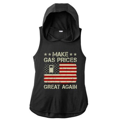 Make Gas Prices Great Again Vintage Old American Us Flag Funny Gift Ladies PosiCharge Tri-Blend Wicking Draft Hoodie Tank