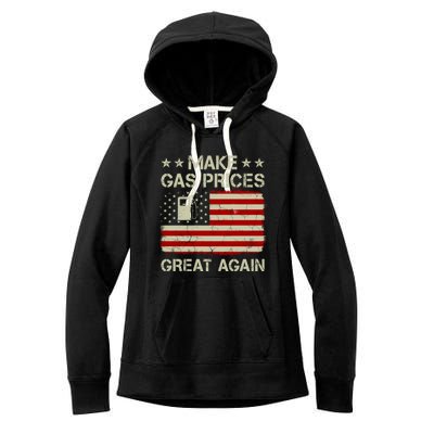 Make Gas Prices Great Again Vintage Old American Us Flag Funny Gift Women's Fleece Hoodie