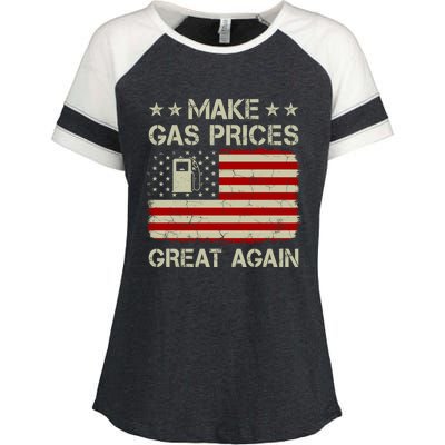 Make Gas Prices Great Again Vintage Old American Us Flag Funny Gift Enza Ladies Jersey Colorblock Tee