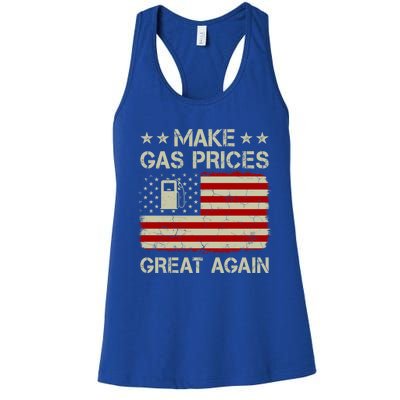 Make Gas Prices Great Again Vintage Old American Us Flag Funny Gift Women's Racerback Tank