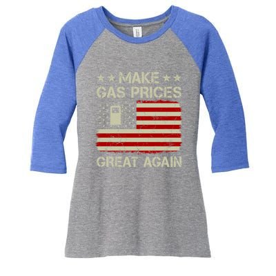 Make Gas Prices Great Again Vintage Old American Us Flag Funny Gift Women's Tri-Blend 3/4-Sleeve Raglan Shirt