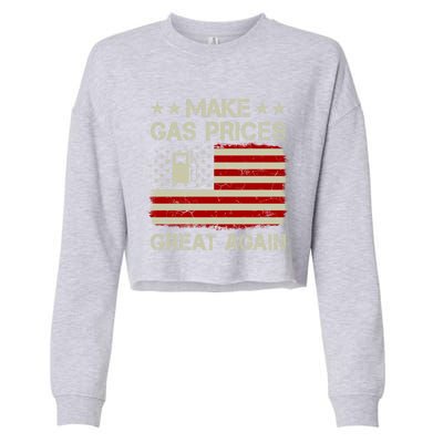 Make Gas Prices Great Again Vintage Old American Us Flag Funny Gift Cropped Pullover Crew