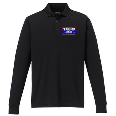 Make Gas Prices Cheap Again Trump 2024 Performance Long Sleeve Polo