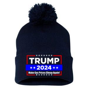 Make Gas Prices Cheap Again Trump 2024 Pom Pom 12in Knit Beanie