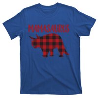 Mamasaurus Gift Plaid Triceratops Moms Of Dinosaurs T-Shirt