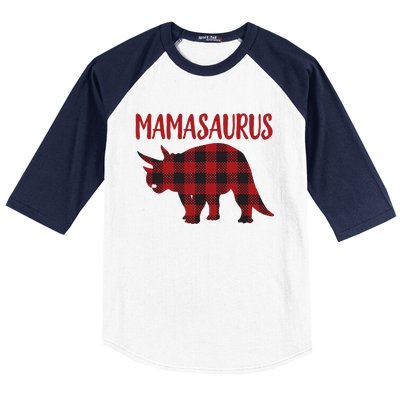 Mamasaurus Gift Plaid Triceratops Moms Of Dinosaurs Baseball Sleeve Shirt