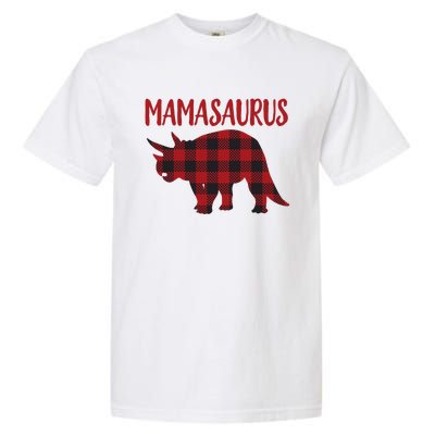 Mamasaurus Gift Plaid Triceratops Moms Of Dinosaurs Garment-Dyed Heavyweight T-Shirt