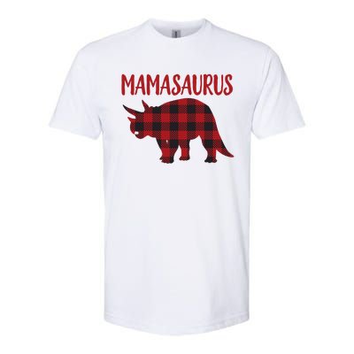 Mamasaurus Gift Plaid Triceratops Moms Of Dinosaurs Softstyle® CVC T-Shirt