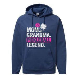 Mom Grandma Pickleball Legend Player Funny Pickle Ball Performance Fleece Hoodie