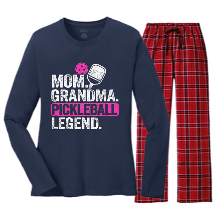 Mom Grandma Pickleball Legend Player Funny Pickle Ball Women's Long Sleeve Flannel Pajama Set 