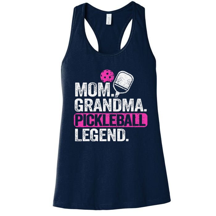 Mom Grandma Pickleball Legend Player Funny Pickle Ball Women's Racerback Tank