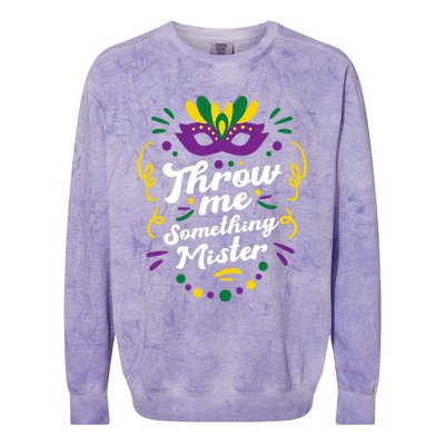 Mardi Gras Parade Outfit For Women Throw Me Something Mister Colorblast Crewneck Sweatshirt