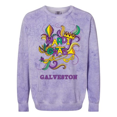 Mardi Gras Parade Carnival Galveston Texas Gift Mask Colorblast Crewneck Sweatshirt