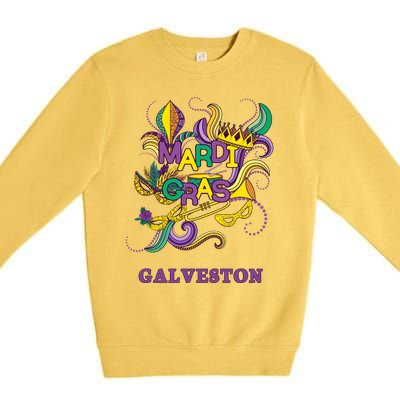 Mardi Gras Parade Carnival Galveston Texas Gift Mask Premium Crewneck Sweatshirt