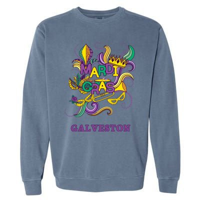 Mardi Gras Parade Carnival Galveston Texas Gift Mask Garment-Dyed Sweatshirt