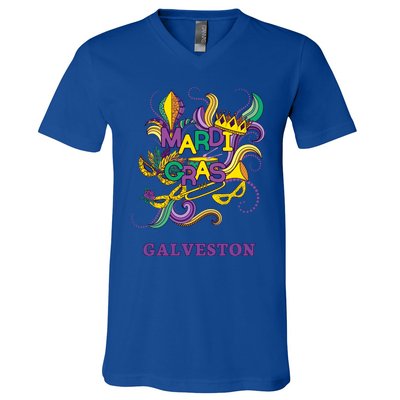 Mardi Gras Parade Carnival Galveston Texas Gift Mask V-Neck T-Shirt