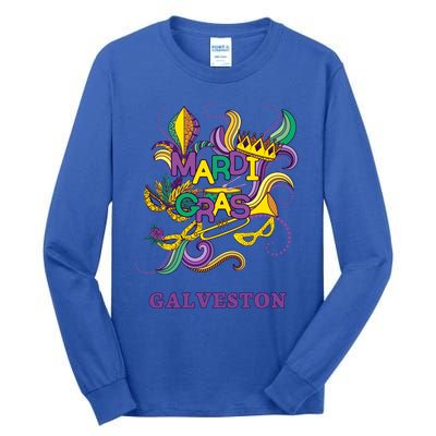 Mardi Gras Parade Carnival Galveston Texas Gift Mask Tall Long Sleeve T-Shirt