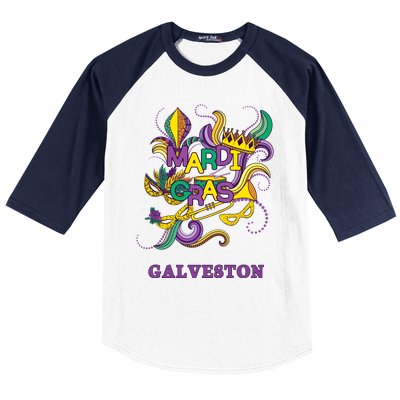 Mardi Gras Parade Carnival Galveston Texas Gift Mask Baseball Sleeve Shirt