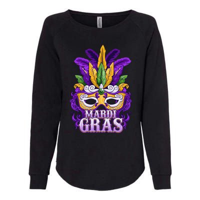 Mardi Gras Parade Gift Mask And Feathers Womens California Wash Sweatshirt