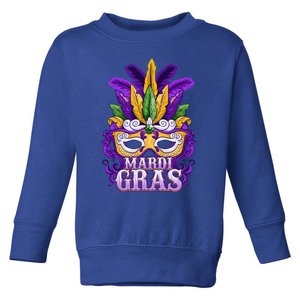 Mardi Gras Parade Gift Mask And Feathers Toddler Sweatshirt