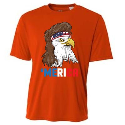 Merica Gift Patriotic Mullet Eagle Pride Gift Cooling Performance Crew T-Shirt