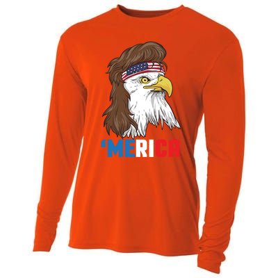 Merica Gift Patriotic Mullet Eagle Pride Gift Cooling Performance Long Sleeve Crew