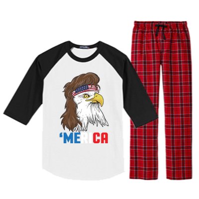 Merica Gift Patriotic Mullet Eagle Pride Gift Raglan Sleeve Pajama Set