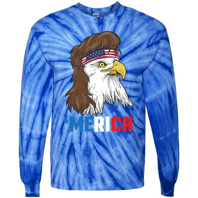 Merica Gift Patriotic Mullet Eagle Pride Gift Tie-Dye Long Sleeve Shirt