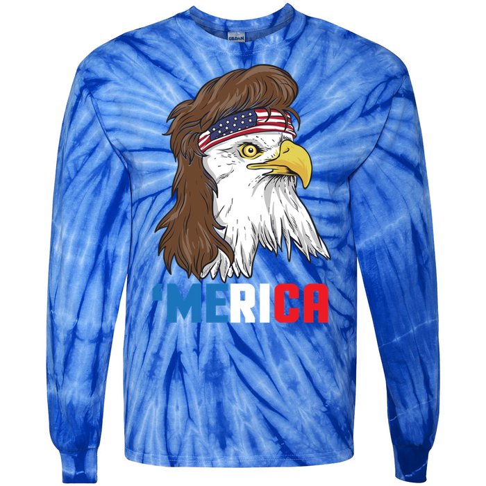 Merica Gift Patriotic Mullet Eagle Pride Gift Tie-Dye Long Sleeve Shirt