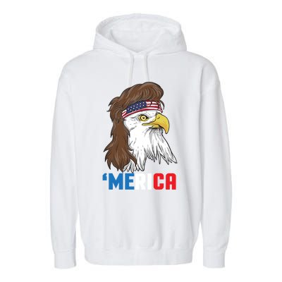 Merica Gift Patriotic Mullet Eagle Pride Gift Garment-Dyed Fleece Hoodie