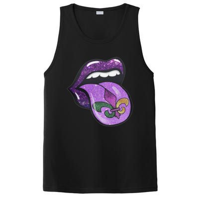 Mardi Gras Purple Lips And Tongue Tie Dye Gift PosiCharge Competitor Tank