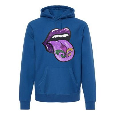 Mardi Gras Purple Lips And Tongue Tie Dye Gift Premium Hoodie