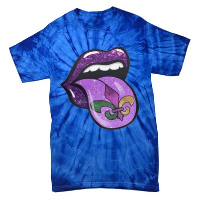 Mardi Gras Purple Lips And Tongue Tie Dye Gift Tie-Dye T-Shirt