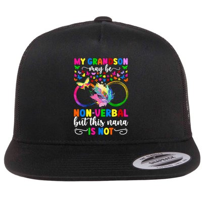 My Grandson Proud Autism Nana Autism Warrior Nana Grandma Gift Flat Bill Trucker Hat