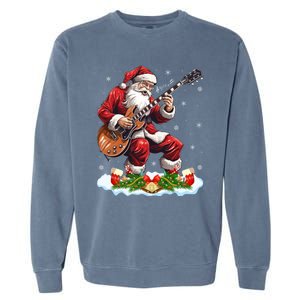 Music Guitar Player Guitarist Santa Playing Guitar Christma Meaningful Gift Garment-Dyed Sweatshirt