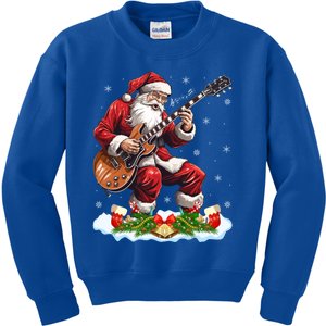 Music Guitar Player Guitarist Santa Playing Guitar Christma Meaningful Gift Kids Sweatshirt