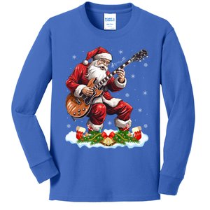 Music Guitar Player Guitarist Santa Playing Guitar Christma Meaningful Gift Kids Long Sleeve Shirt