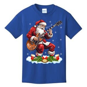 Music Guitar Player Guitarist Santa Playing Guitar Christma Meaningful Gift Kids T-Shirt