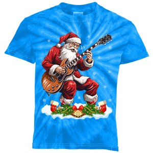 Music Guitar Player Guitarist Santa Playing Guitar Christma Meaningful Gift Kids Tie-Dye T-Shirt