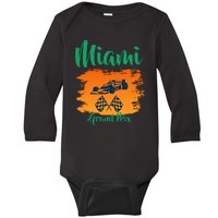 Miami Grand Prix 2022 Race Miami Gardens Retro Vintage Baby Long Sleeve Bodysuit