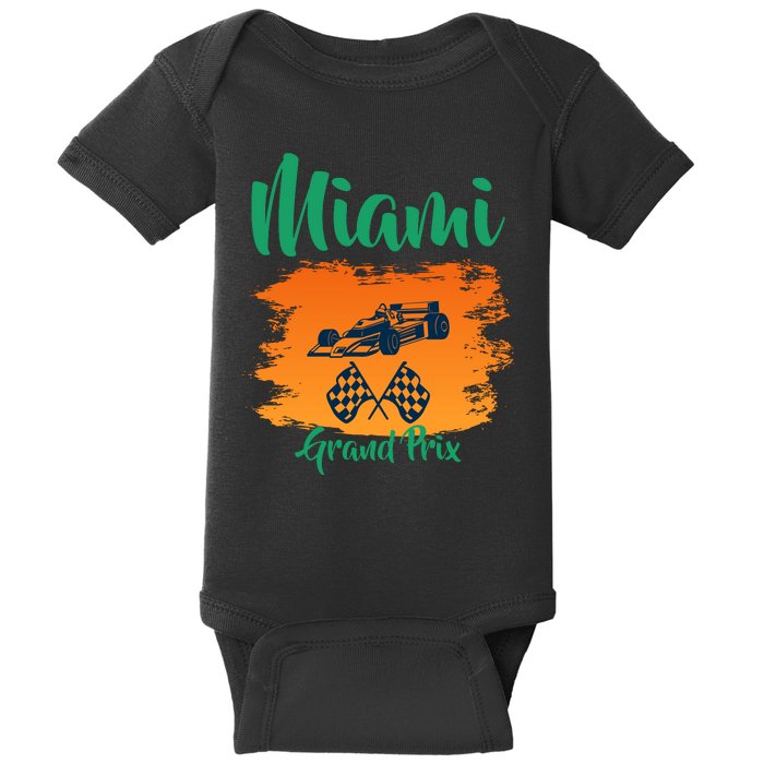 Miami Grand Prix 2022 Race Miami Gardens Retro Vintage Baby Bodysuit