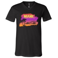 Miami Grand Prix 2022 Race Miami Gardens Retro Vintage V-Neck T-Shirt