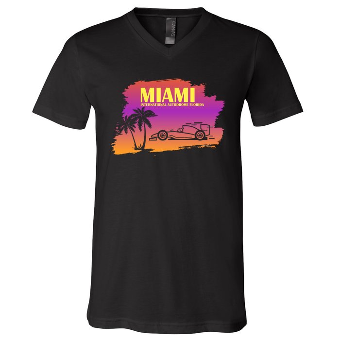 Miami Grand Prix 2022 Race Miami Gardens Retro Vintage V-Neck T-Shirt